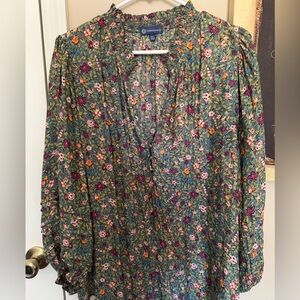 Democracy Floral Blouse - Green and Pink